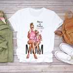 Women Cartoon Super Mom Life Mama Mother Summer Print Lady T-shirts Top