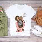 Women Cartoon Super Mom Life Mama Mother Summer Print Lady T-shirts Top