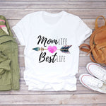 Women Cartoon Super Mom Life Mama Mother Summer Print Lady T-shirts Top