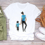 Women Cartoon Super Mom Life Mama Mother Summer Print Lady T-shirts Top