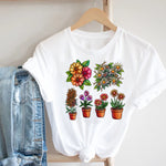 Women Printing Floral Flower Cartoon Ladies Streetwear Print Tee Top Tshirt Female  T-shirt