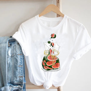 Women Printing Floral Flower Cartoon Ladies Streetwear Print Tee Top Tshirt Female  T-shirt