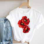 Women Printing Floral Flower Cartoon Ladies Streetwear Print Tee Top Tshirt Female  T-shirt