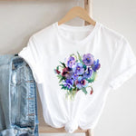 Women Printing Floral Flower Cartoon Ladies Streetwear Print Tee Top Tshirt Female  T-shirt