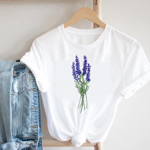 Women Printing Floral Flower Cartoon Ladies Streetwear Print Tee Top Tshirt Female  T-shirt