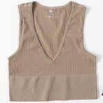 Vintage Crop Top Women Seamless Underwear Sexy Female Tanks Vest Deep V Neck Summer