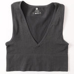 Vintage Crop Top Women Seamless Underwear Sexy Female Tanks Vest Deep V Neck Summer