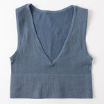 Vintage Crop Top Women Seamless Underwear Sexy Female Tanks Vest Deep V Neck Summer