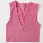 Vintage Crop Top Women Seamless Underwear Sexy Female Tanks Vest Deep V Neck Summer