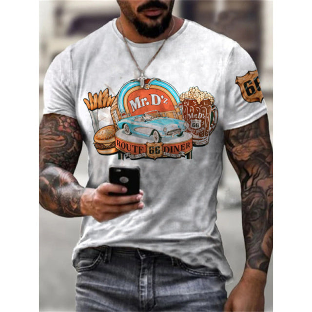 Summer New Mens T Shirts Clothes Short Sleeve Fashion  Letters Printed O Collared Tshirt