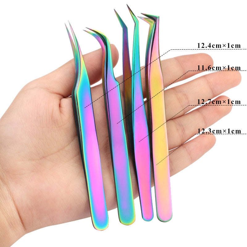 1 Pcs Eyelashes Tweezers Stainless High Precision Anti-static