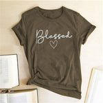 Blessed Heart Printing T-shirts Women Summer Clothes Casual Short Sleeve Tops