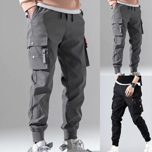 Men Pants Hip Hop Pants New Male Trousers Men Solid Multi-pocket Cargo Pants Skinny Fit Sweatpants