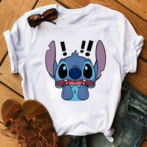 Disney Cartoon T Shirt Men/Women Stitch Graphic Tees  Anime Summer Tops T-shirt Female