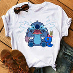 Disney Cartoon T Shirt Men/Women Stitch Graphic Tees  Anime Summer Tops T-shirt Female