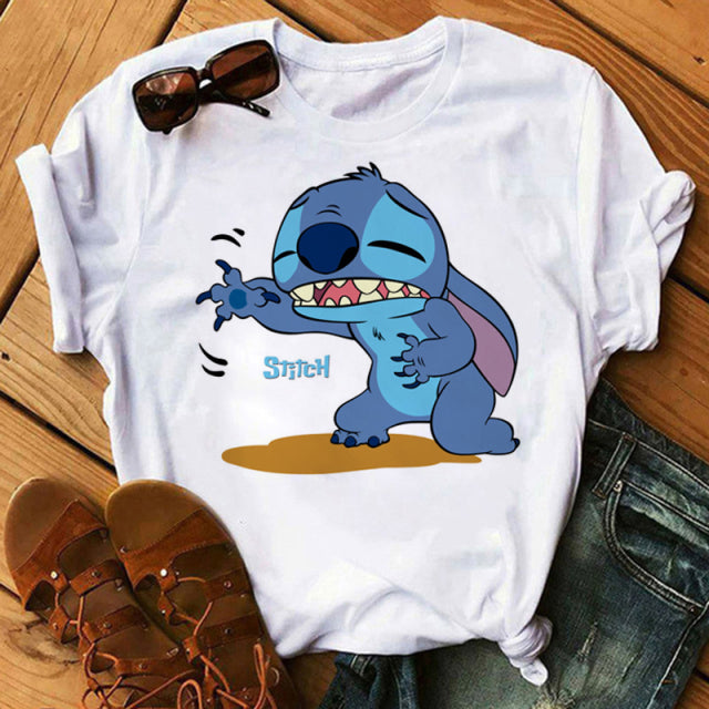 Disney Cartoon T Shirt Men/Women Stitch Graphic Tees  Anime Summer Tops T-shirt Female