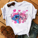 Disney Cartoon T Shirt Men/Women Stitch Graphic Tees  Anime Summer Tops T-shirt Female