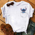 Disney Cartoon T Shirt Men/Women Stitch Graphic Tees  Anime Summer Tops T-shirt Female