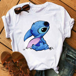 Disney Cartoon T Shirt Men/Women Stitch Graphic Tees  Anime Summer Tops T-shirt Female