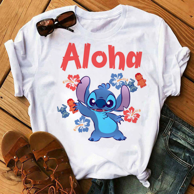 Disney Cartoon T Shirt Men/Women Stitch Graphic Tees  Anime Summer Tops T-shirt Female