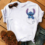 Disney Cartoon T Shirt Men/Women Stitch Graphic Tees  Anime Summer Tops T-shirt Female