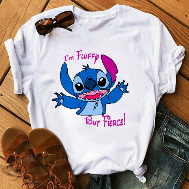 Disney Cartoon T Shirt Men/Women Stitch Graphic Tees  Anime Summer Tops T-shirt Female