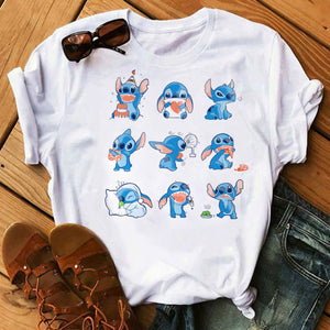 Disney Cartoon T Shirt Men/Women Stitch Graphic Tees  Anime Summer Tops T-shirt Female