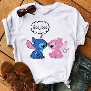 Disney Cartoon T Shirt Men/Women Stitch Graphic Tees  Anime Summer Tops T-shirt Female