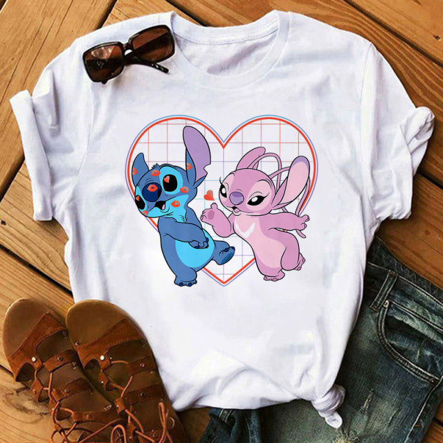 Disney Cartoon T Shirt Men/Women Stitch Graphic Tees  Anime Summer Tops T-shirt Female