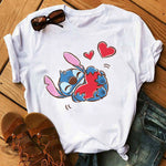 Disney Cartoon T Shirt Men/Women Stitch Graphic Tees  Anime Summer Tops T-shirt Female