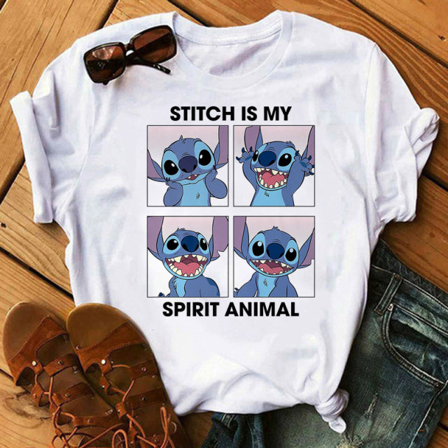 Disney Cartoon T Shirt Men/Women Stitch Graphic Tees  Anime Summer Tops T-shirt Female