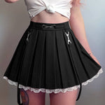 E-girl Gothic Lace Mini Pleated Skirt Women Aesthetic High Waist A-Line Short Skirt Streetwear