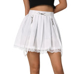 E-girl Gothic Lace Mini Pleated Skirt Women Aesthetic High Waist A-Line Short Skirt Streetwear