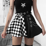 E-girl Gothic Lace Mini Pleated Skirt Women Aesthetic High Waist A-Line Short Skirt Streetwear