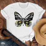 Women Lady Cartoon Butterfly Floral Fall Autumn Shirt Clothes Tshirt