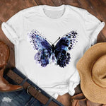 Women Lady Cartoon Butterfly Floral Fall Autumn Shirt Clothes Tshirt