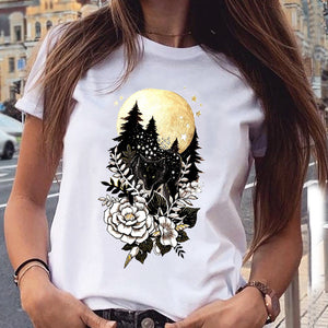 Women Graphic Cat Lovely Animal Fashion Short Sleeve Summer Cartoon Print Female Clothes Tops Tees