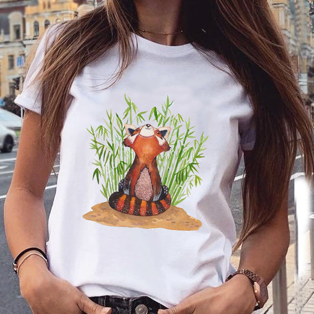 Women Graphic Cat Lovely Animal Fashion Short Sleeve Summer Cartoon Print Female Clothes Tops Tees