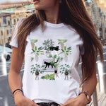 Women Graphic Cat Lovely Animal Fashion Short Sleeve Summer Cartoon Print Female Clothes Tops Tees