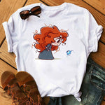 Disney Cartoon T Shirt Women Ariel Tees Cute Anime Little Princess Kids Tshirt Female