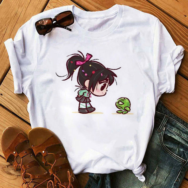 Disney Cartoon T Shirt Women Ariel Tees Cute Anime Little Princess Kids Tshirt Female