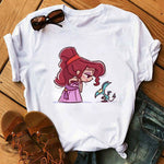 Disney Cartoon T Shirt Women Ariel Tees Cute Anime Little Princess Kids Tshirt Female