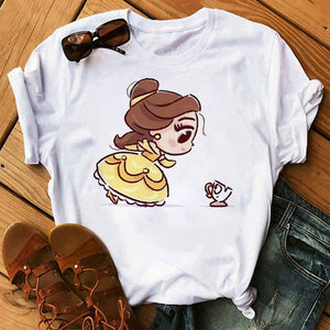 Disney Cartoon T Shirt Women Ariel Tees Cute Anime Little Princess Kids Tshirt Female