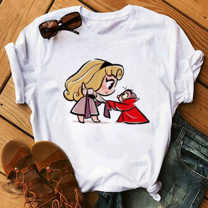 Disney Cartoon T Shirt Women Ariel Tees Cute Anime Little Princess Kids Tshirt Female