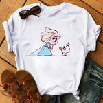 Disney Cartoon T Shirt Women Ariel Tees Cute Anime Little Princess Kids Tshirt Female