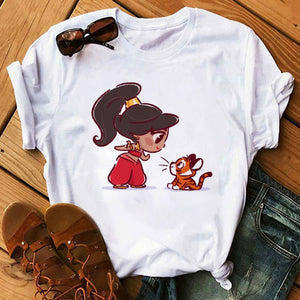 Disney Cartoon T Shirt Women Ariel Tees Cute Anime Little Princess Kids Tshirt Female