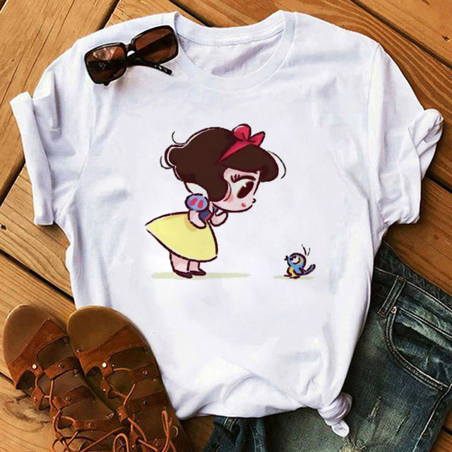 Disney Cartoon T Shirt Women Ariel Tees Cute Anime Little Princess Kids Tshirt Female