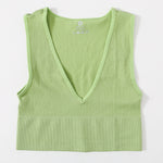 Vintage Crop Top Women Seamless Underwear Sexy Female Tanks Vest Deep V Neck Summer