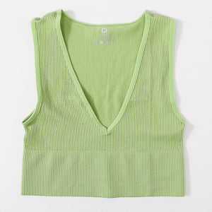 Vintage Crop Top Women Seamless Underwear Sexy Female Tanks Vest Deep V Neck Summer