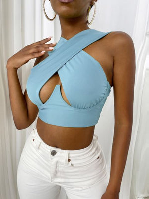 Women Cross Tank Tops Sexy Sleeveless Solid Color Tops Streetwear Summer Lady Tops